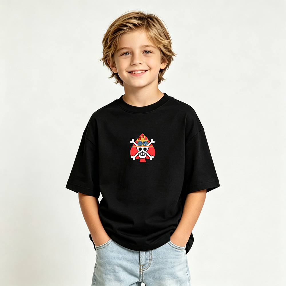 One Piece Anime Graphic T-Shirt for Ace Kids Cartoon Print Cotton Tee