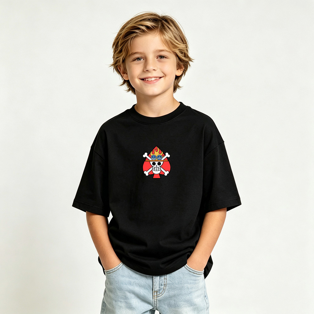 One Piece Anime Graphic T-Shirt for Ace Kids Cartoon Print Cotton Tee