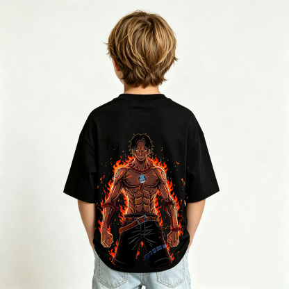 One Piece Anime Graphic T-Shirt for Ace Kids Cartoon Print Cotton Tee