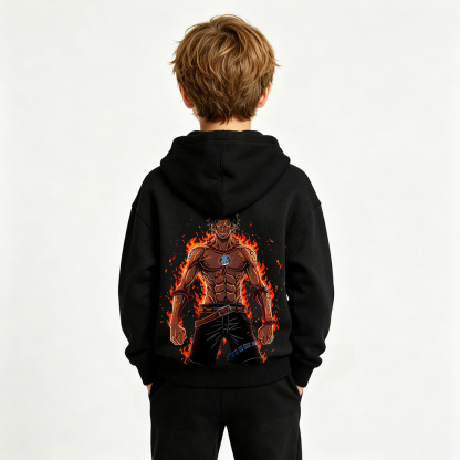 One Piece Anime Graphic Hoodie for Ace Kids Cartoon Print Cotton Tee
