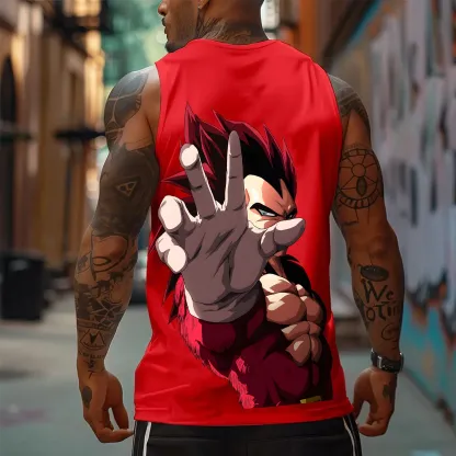 Oversized Anime Print Gym Tank Top