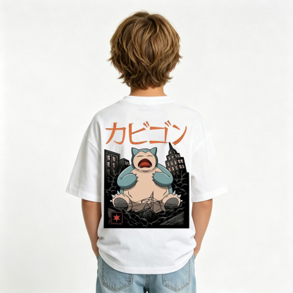 Pokémon Anime Graphic T-Shirt for Snorlax Kids Cartoon Print Cotton Tee