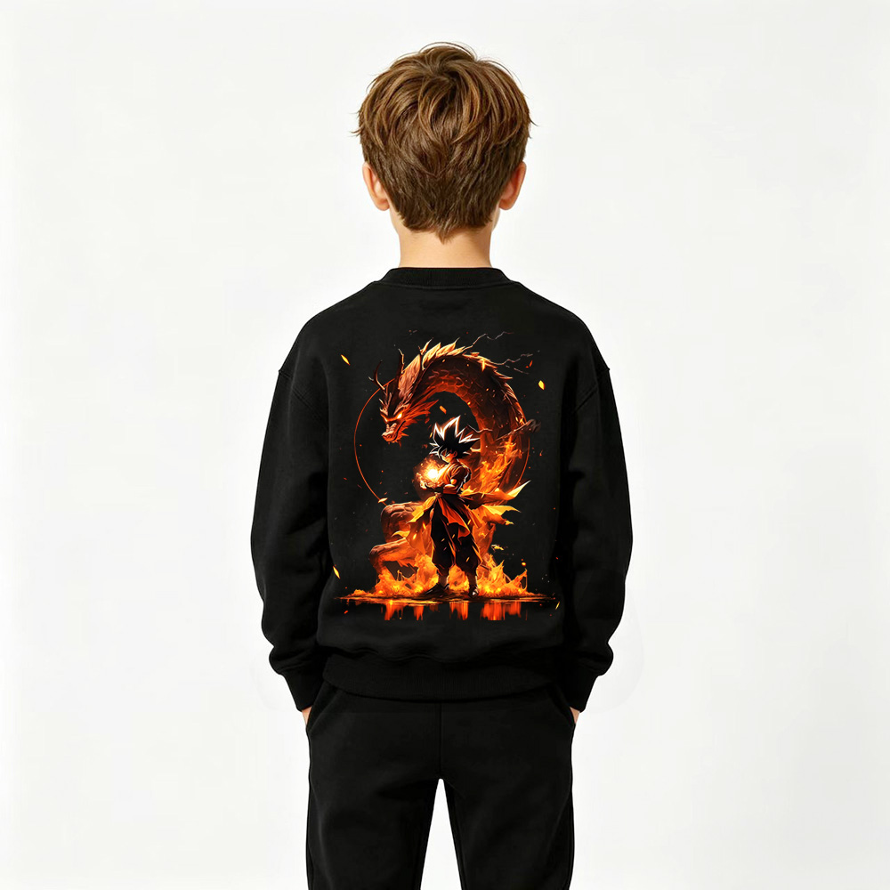Dragon Ball Anime Graphic Crewneck Sweatshirt for Goku Kids Cartoon Print Cotton Tee