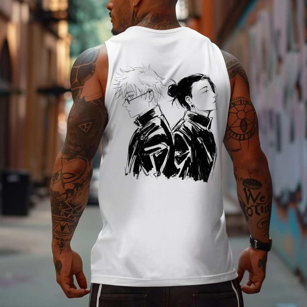 Jujutsu Kaisen Anime Theme Cartoon Print Pure Cotton Tank Top