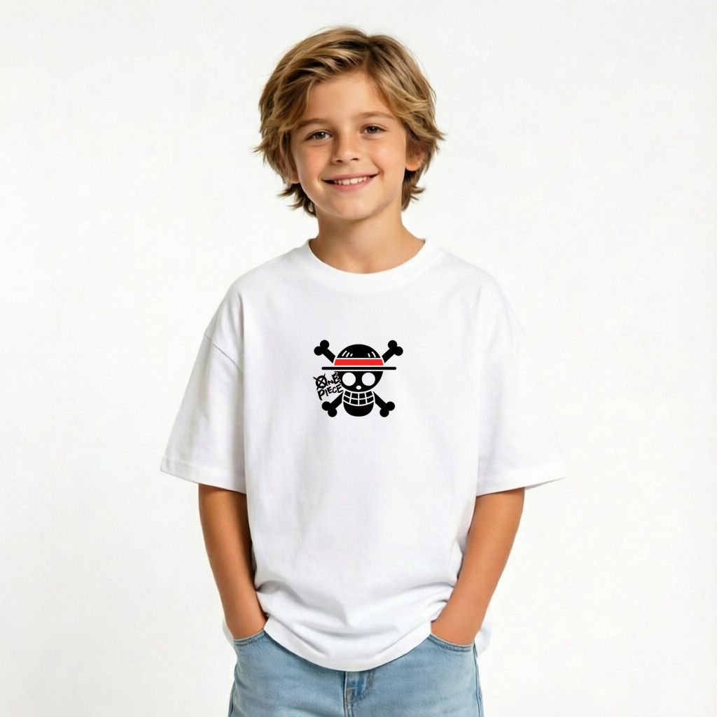 One Piece Anime Graphic T-Shirt for Luffy Kids Cartoon Print Cotton Tee