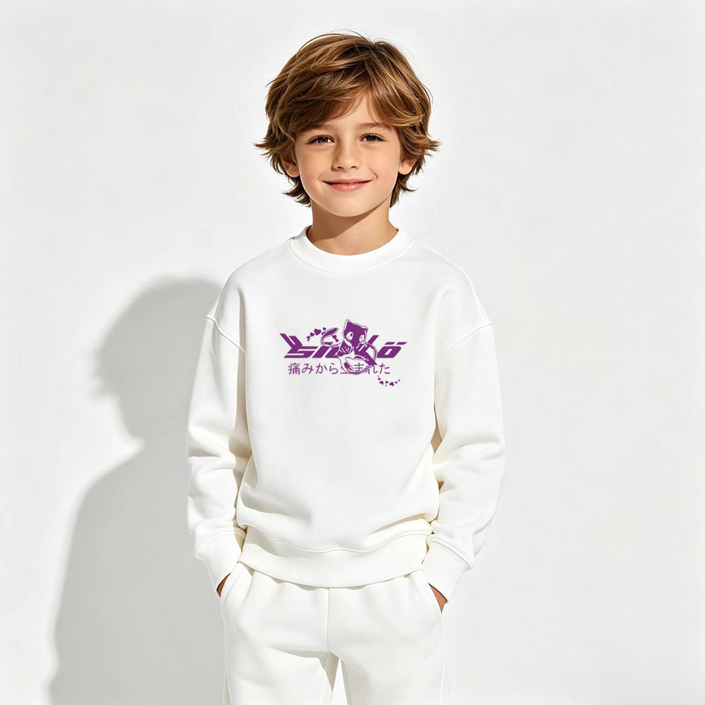 Pokémon Anime Graphic Crewneck Sweatshirt for Mewtwo Kids Cartoon Print Cotton Tee