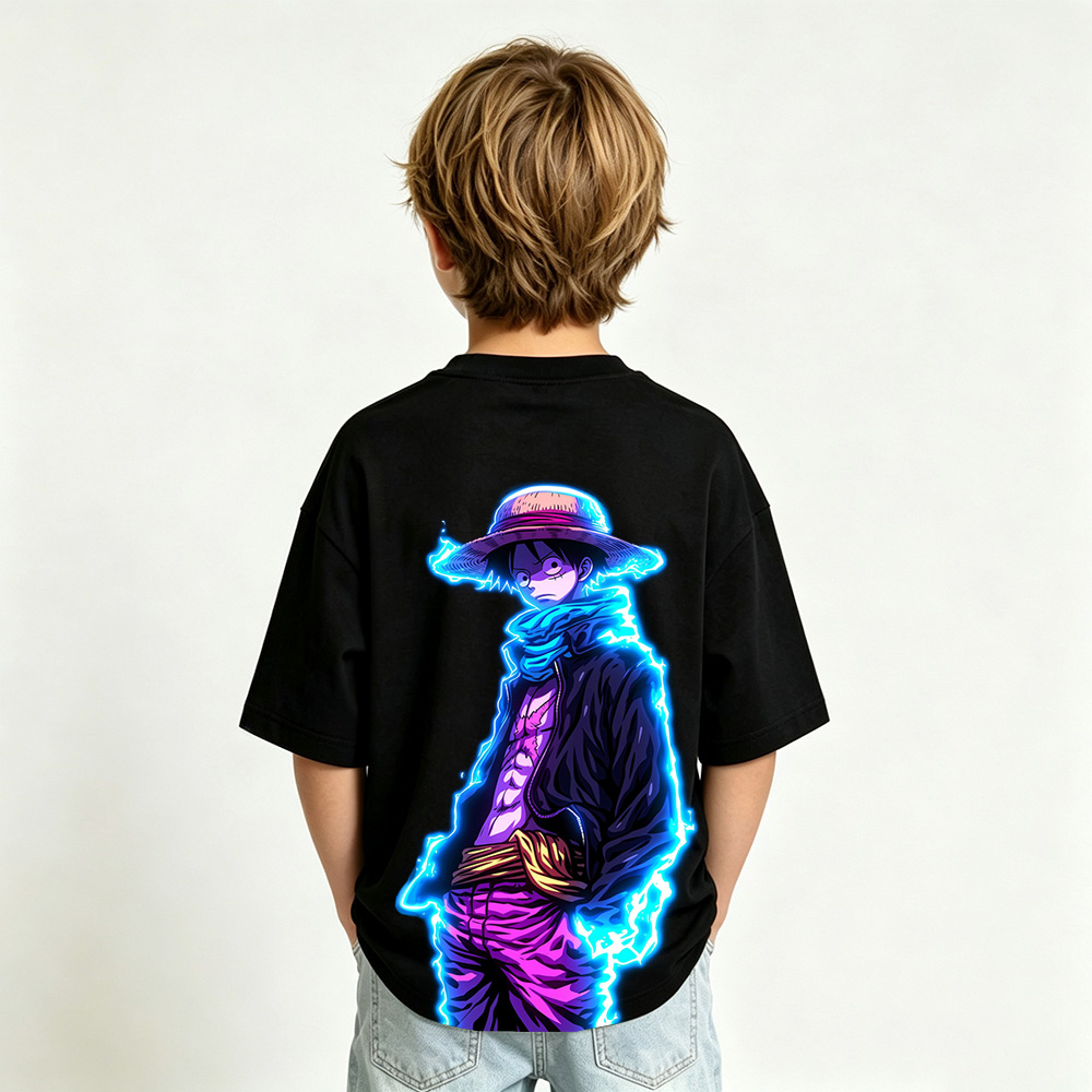 One Piece Anime Graphic T-Shirt for Luffy Kids Cartoon Print Cotton Tee