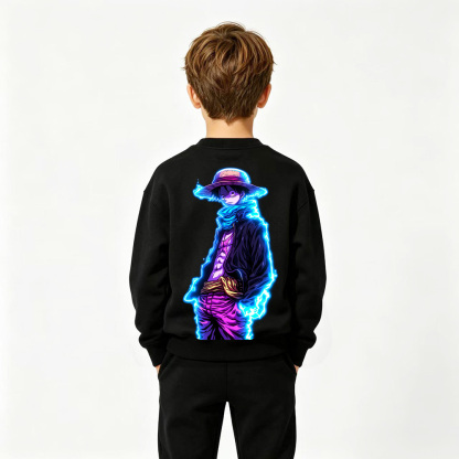 One Piece Anime Graphic Crewneck Sweatshirt for Luffy Kids Cartoon Print Cotton Tee
