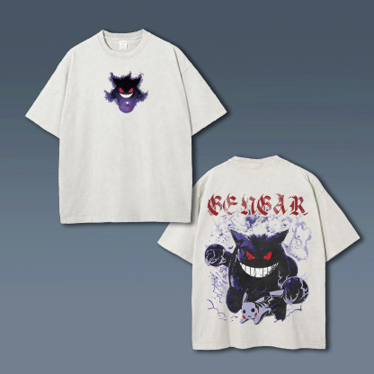 Unisex Anime Style Vintage Washed T-Shirt