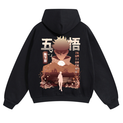 Oversized Unisex Anime Gojo Satoru Print Hoodie-AnimeClothe