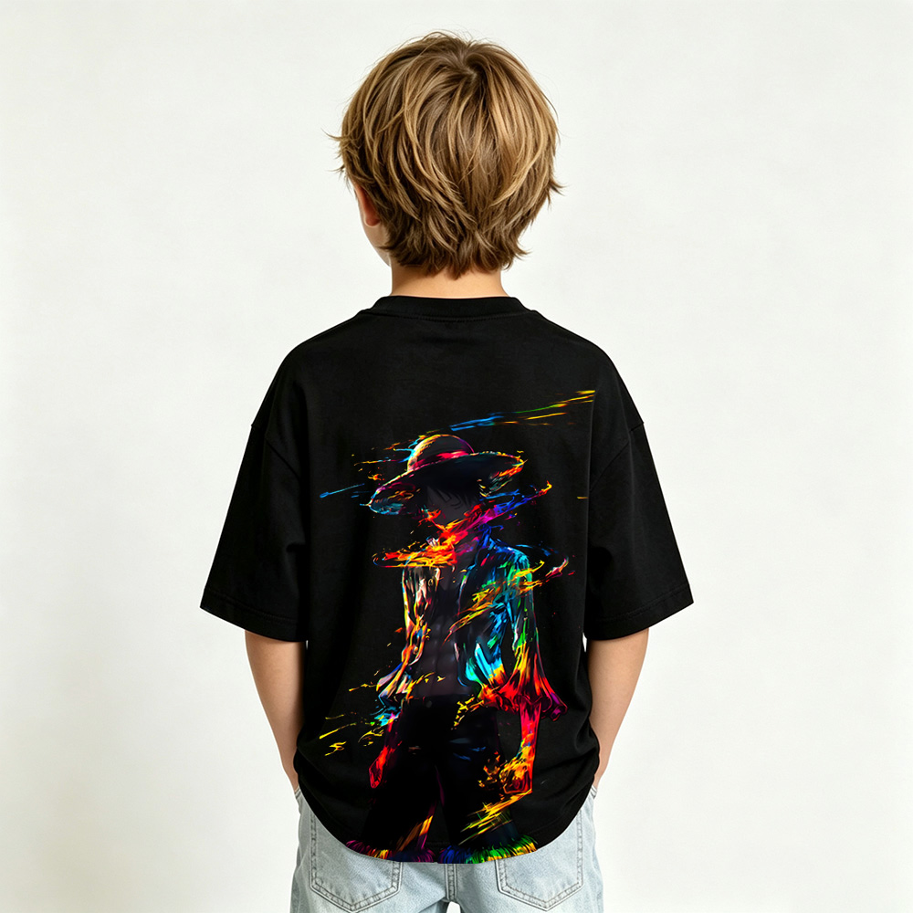 One Piece Anime Graphic T-Shirt for Luffy Kids Cartoon Print Cotton Tee