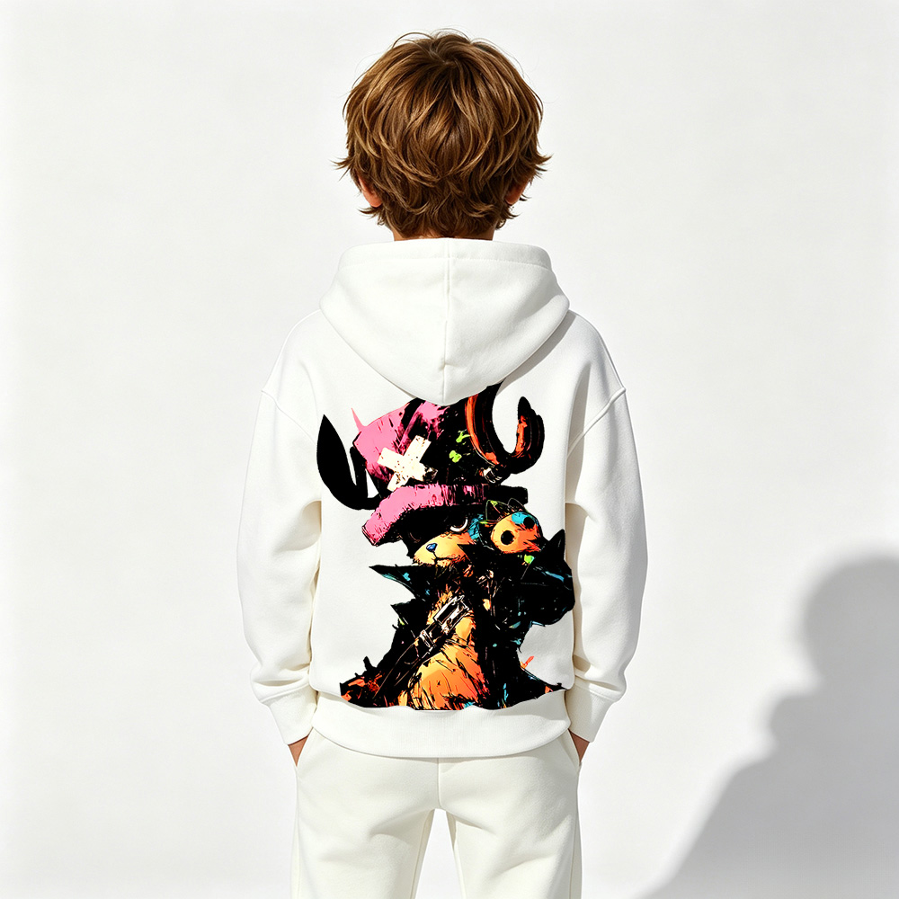 One Piece Anime Graphic Hoodie for Chopper Kids Cartoon Print Cotton Tee