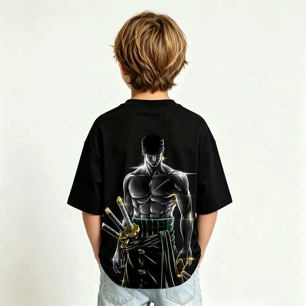 One Piece Anime Graphic T-Shirt for Zoro Kids Cartoon Print Cotton Tee