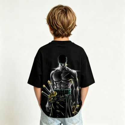 One Piece Anime Graphic T-Shirt for Zoro Kids Cartoon Print Cotton Tee