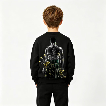 One Piece Anime Graphic Crewneck Sweatshirt for Zoro Kids Cartoon Print Cotton Tee