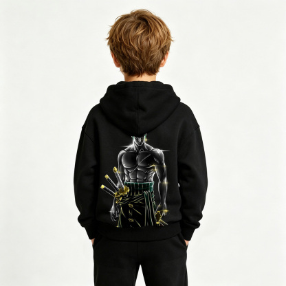 One Piece Anime Graphic Hoodie for Zoro Kids Cartoon Print Cotton Tee