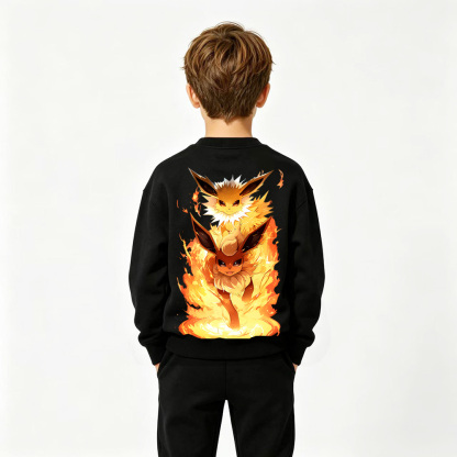 Pokémon Anime Graphic Crewneck Sweatshirt for Kids Cartoon Print Cotton Tee
