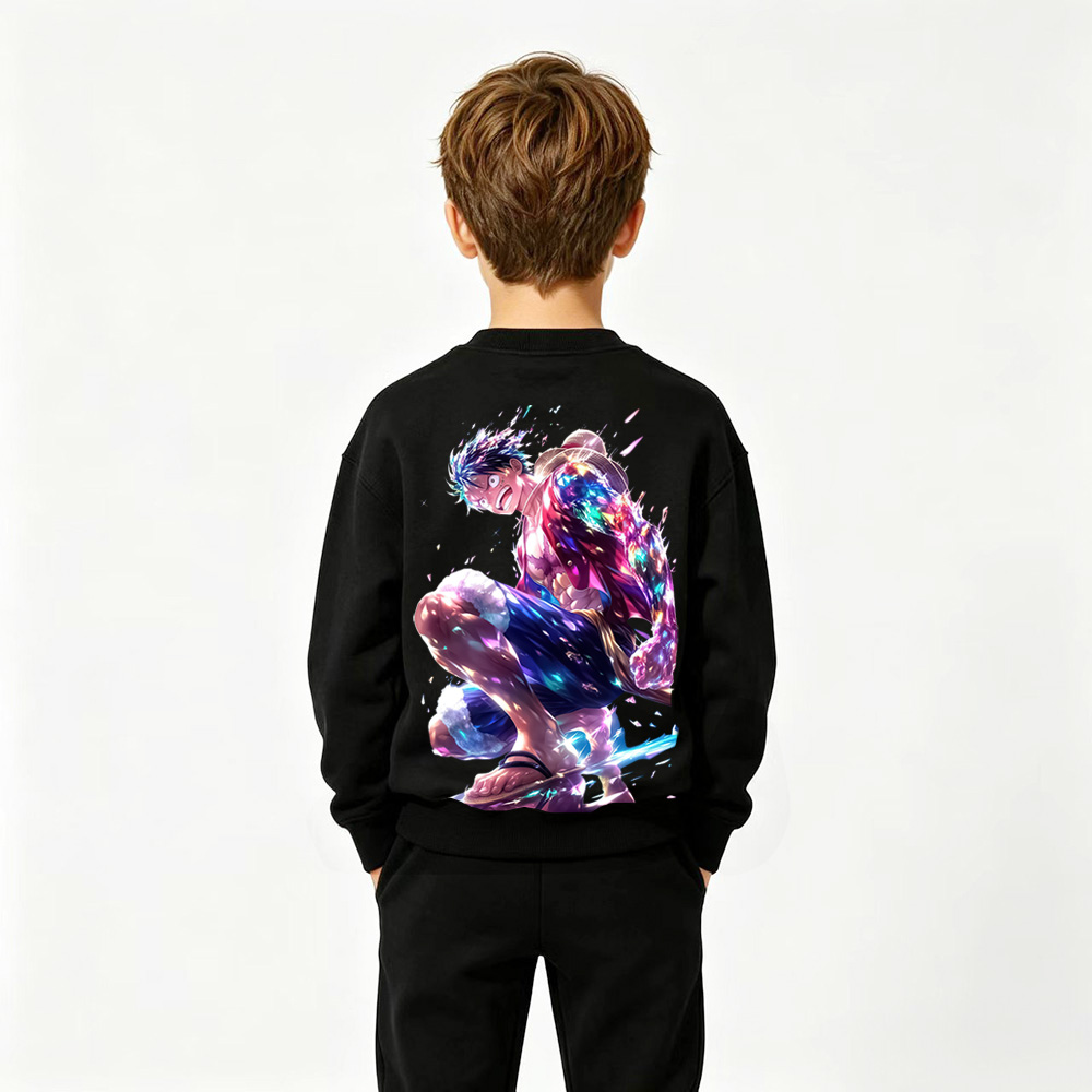 One Piece Anime Graphic Crewneck Sweatshirt for Luffy Kids Cartoon Print Cotton Tee
