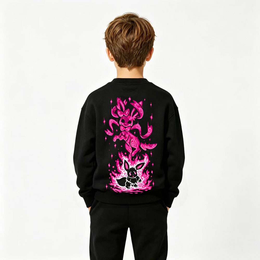 Pokémon Eevee Anime Graphic Crewneck Sweatshirt for Kids Cartoon Print Cotton Tee