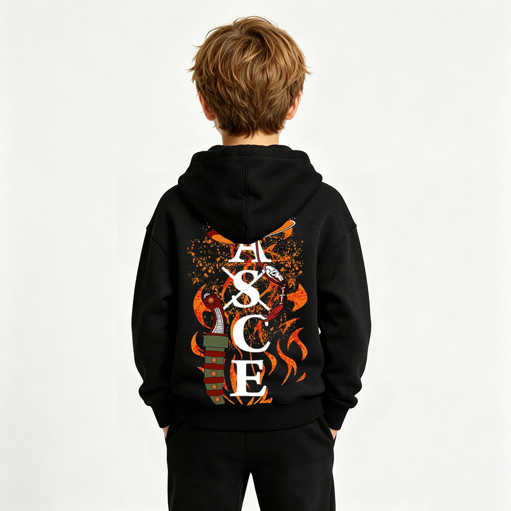 One Piece Anime Graphic Hoodie for Ace Kids Cartoon Print Cotton Tee
