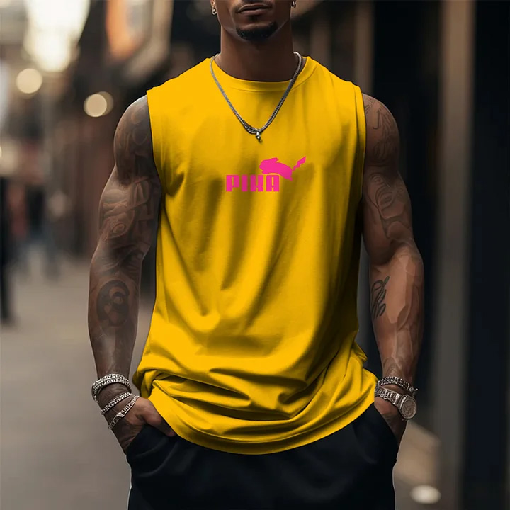 Oversized Anime Print Gym Tank Top