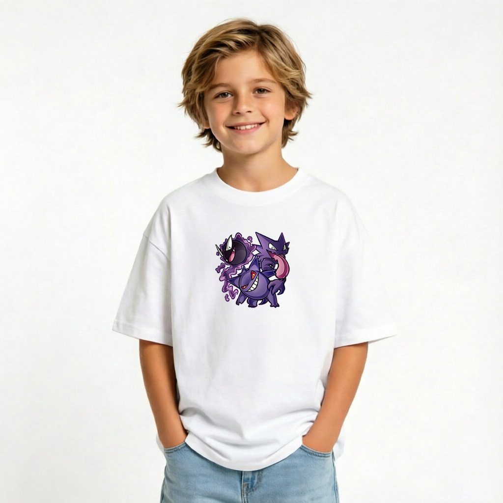 Pokémon Anime Graphic T-Shirt for Gengar Kids Cartoon Print Cotton Tee