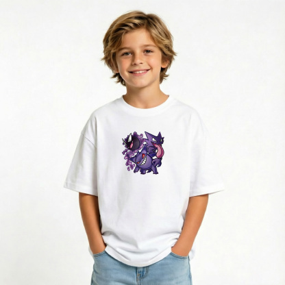 Pokémon Anime Graphic T-Shirt for Gengar Kids Cartoon Print Cotton Tee