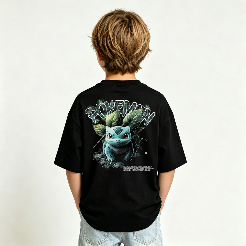 Pokémon Anime Graphic T-Shirt for Bulbasaur  Kids Cartoon Print Cotton Tee