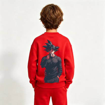 Dragon Ball Goku Anime Graphic Crewneck Sweatshirt for Kids Cartoon Print Cotton Tee