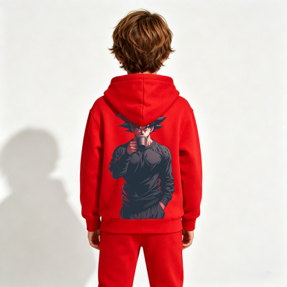 Dragon Ball Goku Anime Graphic Hoodie for Kids Cartoon Print Cotton Tee
