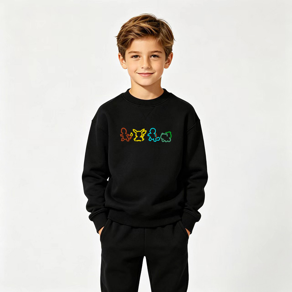 Pokémon Anime Graphic Crewneck Sweatshirt for Kids Cartoon Print Cotton Tee