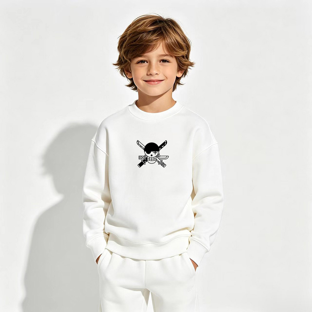 One Piece Anime Graphic Crewneck Sweatshirt for Zoro Kids Cartoon Print Cotton Tee