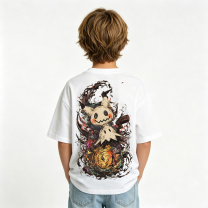 Pokémon Anime Graphic T-Shirt for Mimikyu Kids Cartoon Print Cotton Tee