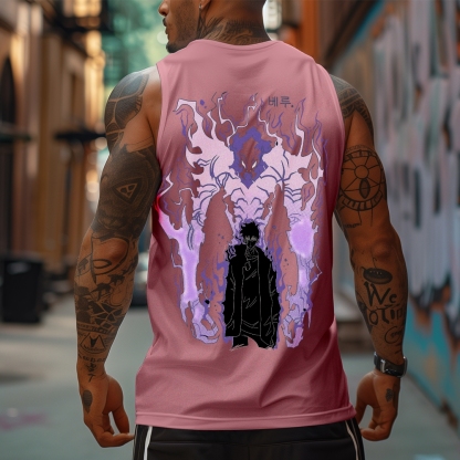 Oversized Anime Print Gym Tank Top-AnimeClothe