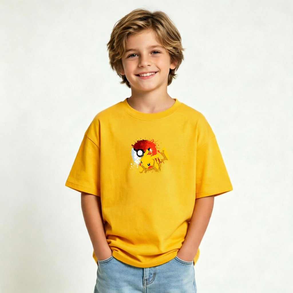 Pokémon Pikachu Anime Graphic T-Shirt for Kids Cartoon Print Cotton Tee