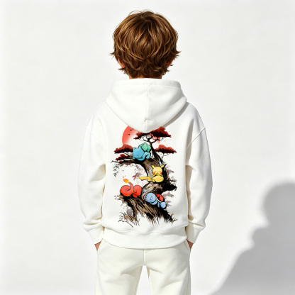 Pokémon Anime Graphic Hoodie for Kids Cartoon Print Cotton Tee