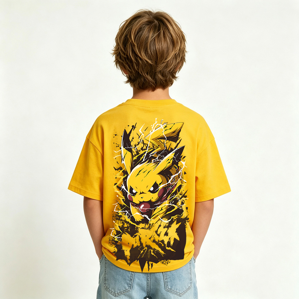 Pokémon Pikachu Anime Graphic T-Shirt for Kids Cartoon Print Cotton Tee