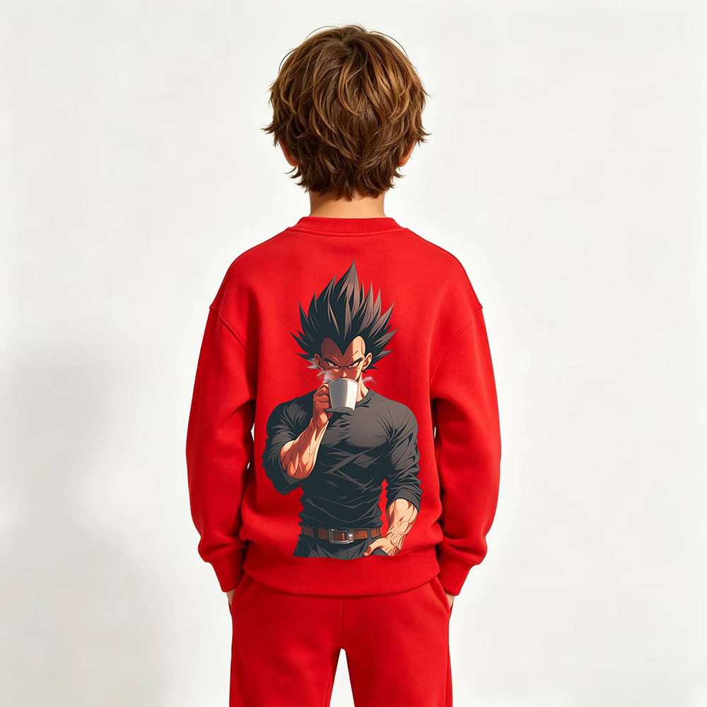 Dragon Ball Vegeta Anime Graphic Crewneck Sweatshirt for Kids Cartoon Print Cotton Tee