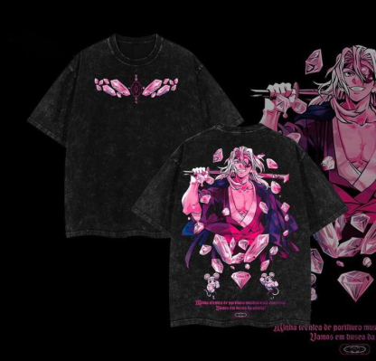 Hashira Demon Slayer Tee – Rengoku, Giyu, Tengen, Obanai, Gyomei, Mitsuri Vintage Washed Oversized T-Shirt