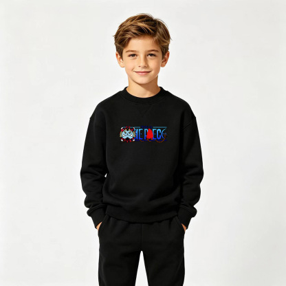 One Piece Anime Graphic Crewneck Sweatshirt for Jinbe Kids Cartoon Print Cotton Tee