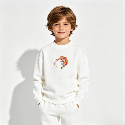 Pokémon Anime Graphic Crewneck Sweatshirt for Infernape Kids Cartoon Print Cotton Tee
