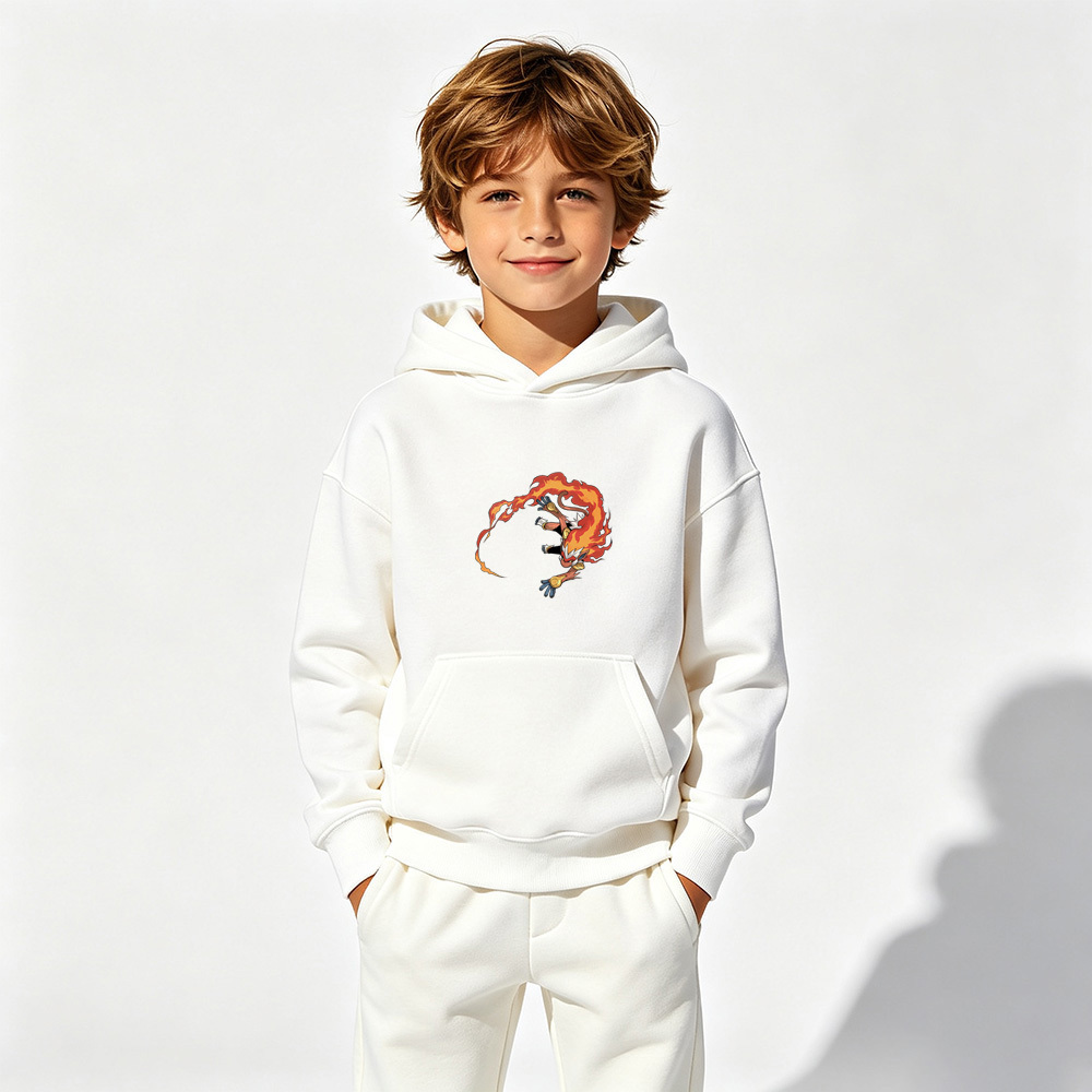 Pokémon Anime Graphic Hoodie for Infernape Kids Cartoon Print Cotton Tee