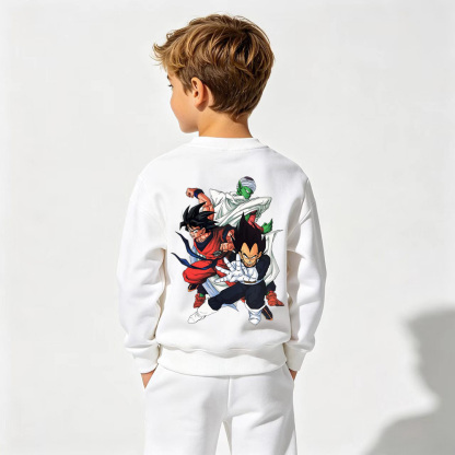 Dragon Ball Anime Graphic Crewneck Sweatshirt for Kids Cartoon Print Cotton Tee