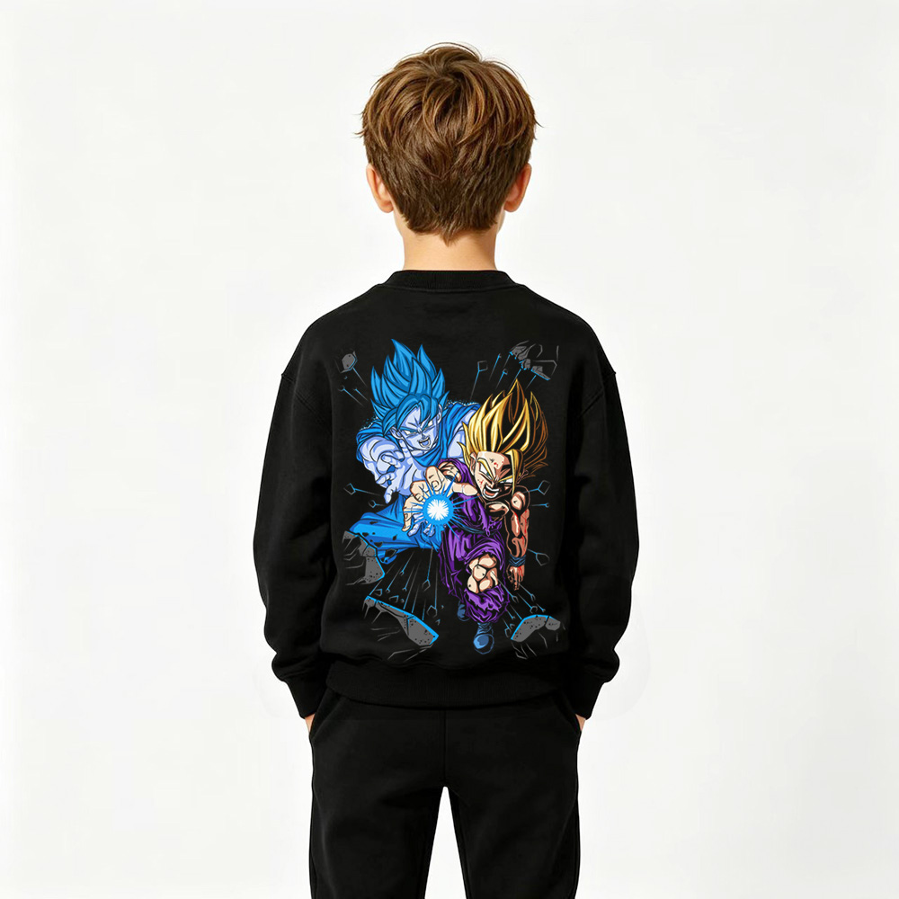 Dragon Ball Anime Graphic Crewneck Sweatshirt for Kids Cartoon Print Cotton Tee