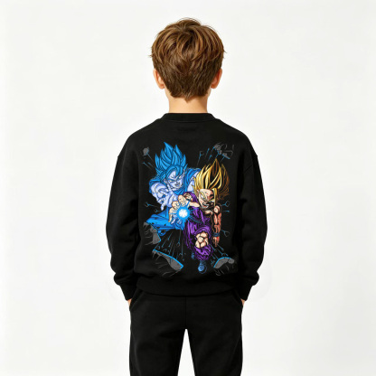 Dragon Ball Anime Graphic Crewneck Sweatshirt for Kids Cartoon Print Cotton Tee