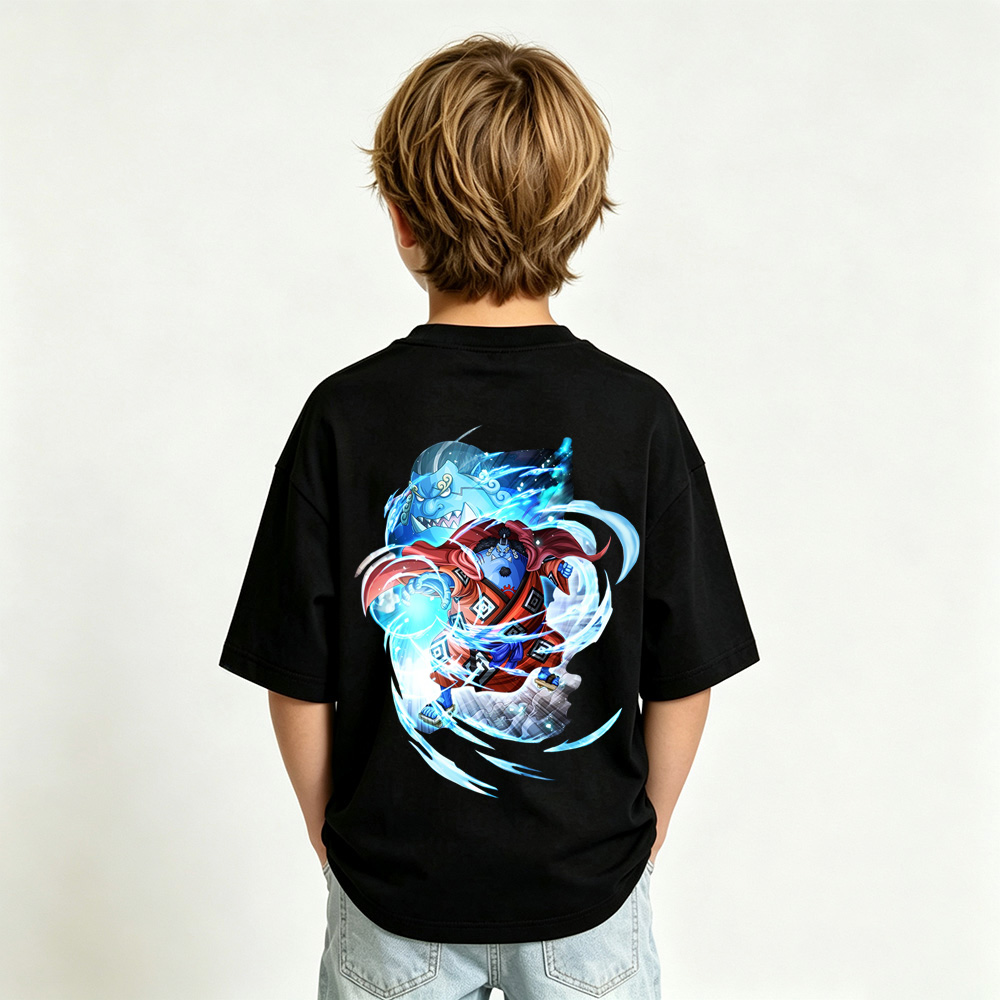 One Piece Anime Graphic T-Shirt for Jinbe Kids Cartoon Print Cotton Tee