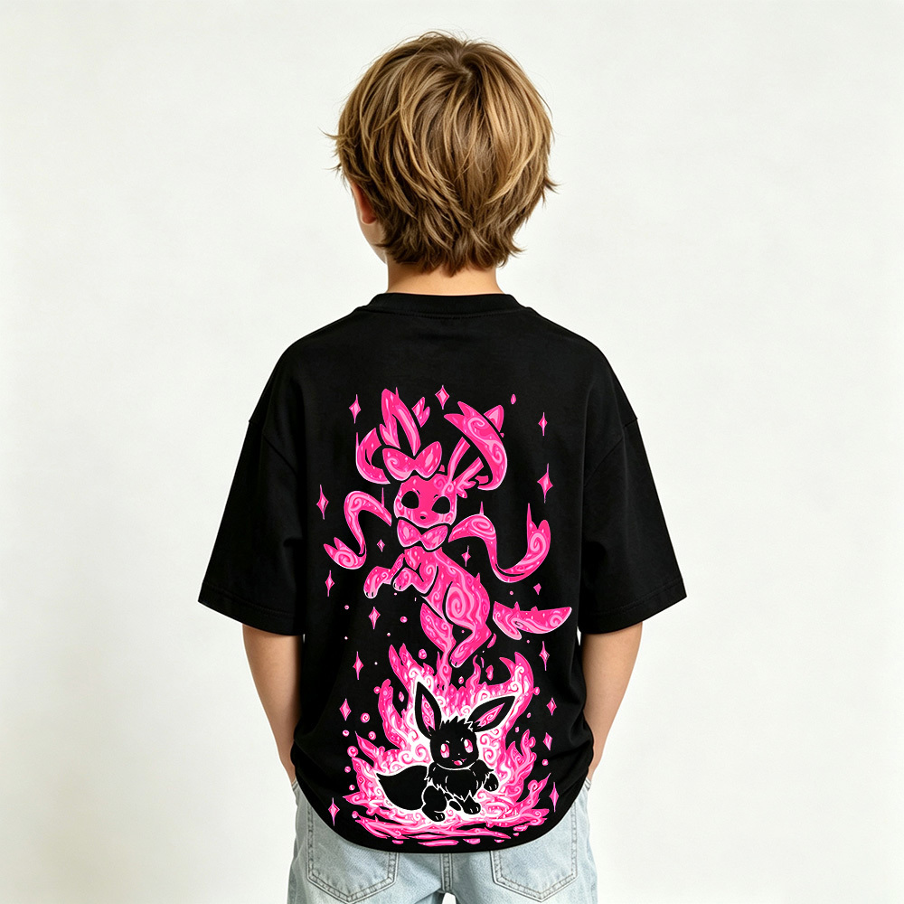 Pokémon Anime Graphic T-Shirt for Eevee Kids Cartoon Print Cotton Tee
