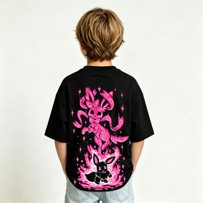 Pokémon Anime Graphic T-Shirt for Eevee Kids Cartoon Print Cotton Tee
