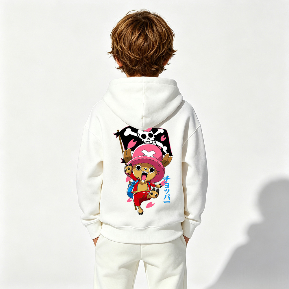 One Piece Anime Graphic Hoodie for Chopper Kids Cartoon Print Cotton Tee