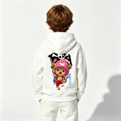 One Piece Anime Graphic Hoodie for Chopper Kids Cartoon Print Cotton Tee